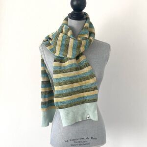 Smartwool Striped Scarf in Blue, Yellow, and Green Outdoor Coastal Casual Unisex